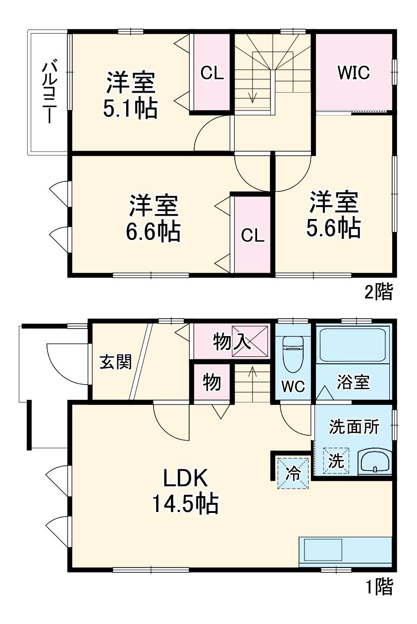 フジパレス戸建西小路 II期(3LDK/1階)の間取り写真