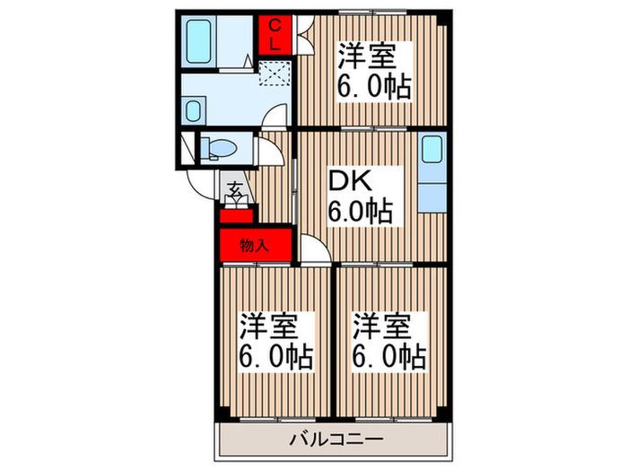 サンシードB棟(3DK/3階)の間取り写真