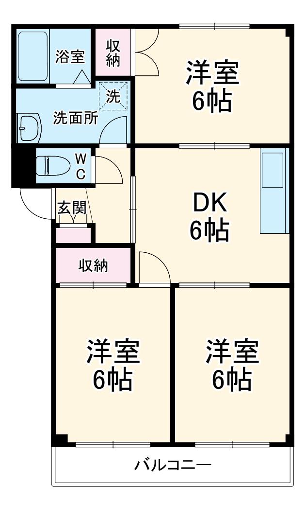 サンシードB棟(3DK/3階)の間取り写真