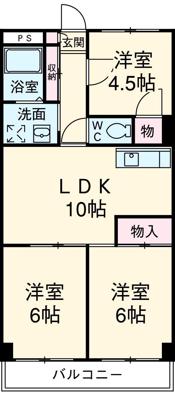 第3千代田マンション(3LDK/6階)の間取り写真