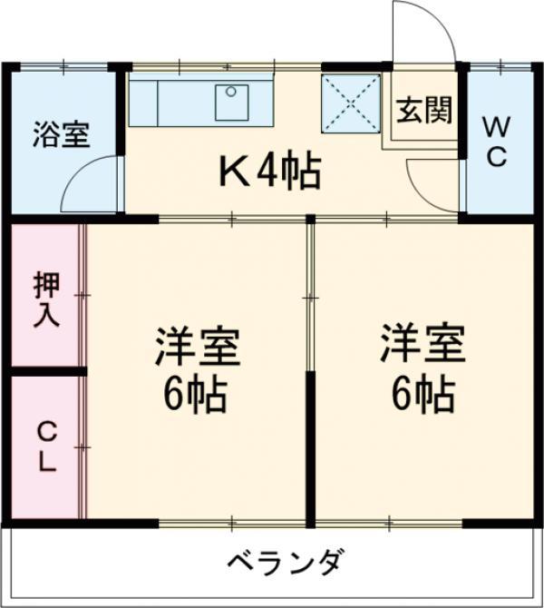 コーポ中田(2K/2階)の間取り写真