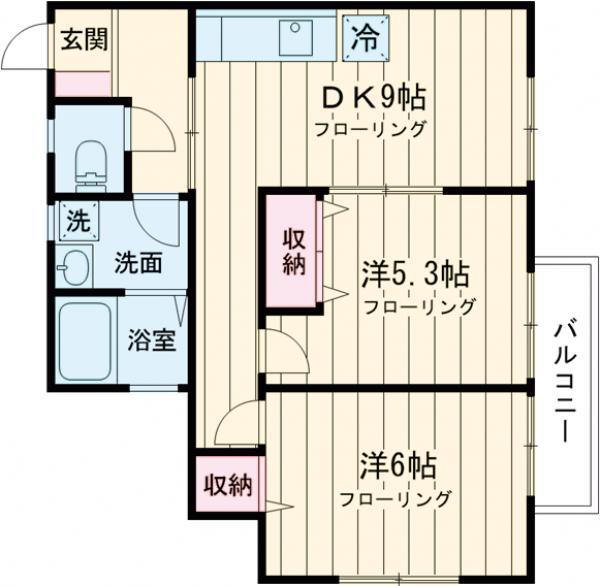 プリペア91(2DK/2階)の間取り写真