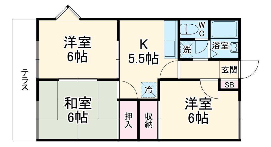 グランハイム大塚A・B棟(3DK/1階)の間取り写真