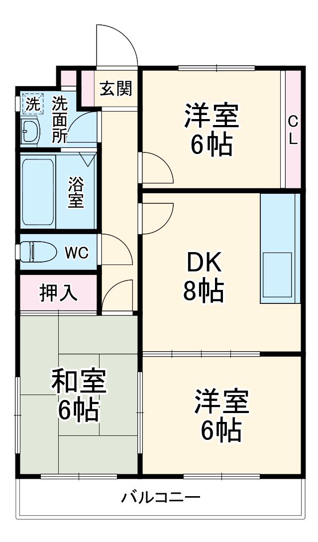 エンジェルキャロル(3LDK/1階)の間取り写真