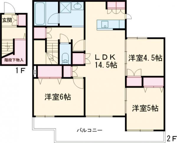 古市メゾン(3LDK/2階)の間取り写真
