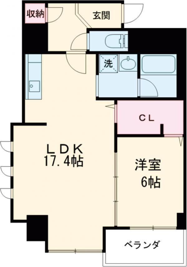 ビュー雷神Ⅲ(1LDK/9階)の間取り写真