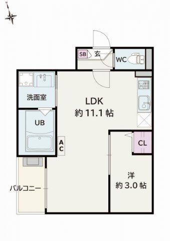 JACK SINMEIⅡ(1LDK/1階)の間取り写真