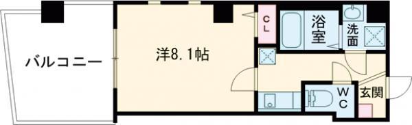 AXIS東浅草(1K/8階)の間取り写真