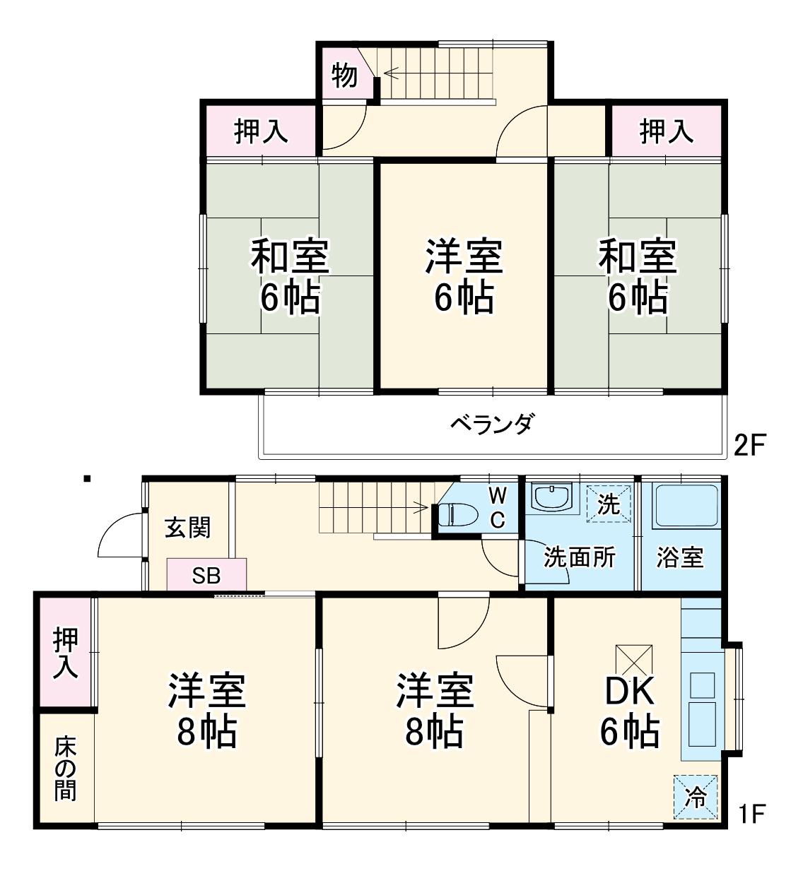 小田急電鉄江ノ島線 藤沢本町駅 徒歩9分 2階建 築47年(5DK)の間取り写真