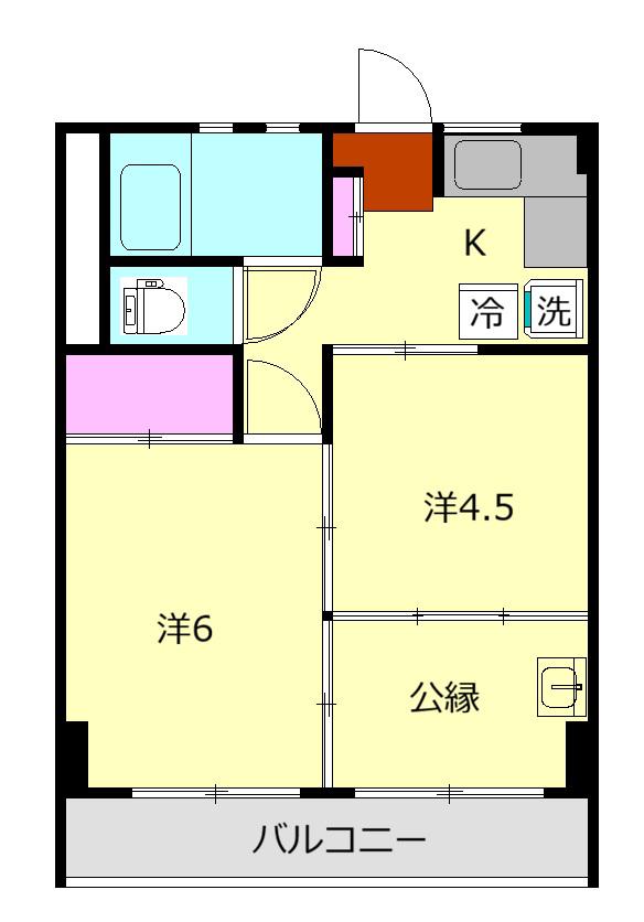 伊豆山コーポラス(2K/7階)の間取り写真