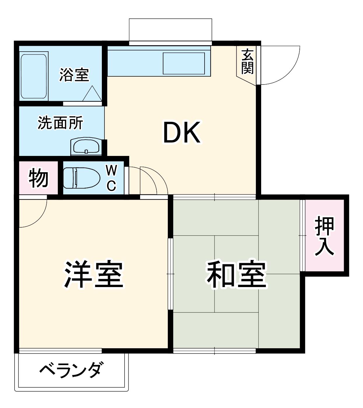 グリーンハイツ(2DK/1階)の間取り写真