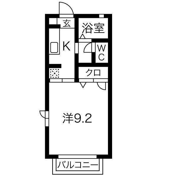 グランシード峰C(1K/2階)の間取り写真