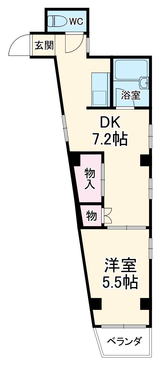 クレスト白壁(1DK/2階)の間取り写真