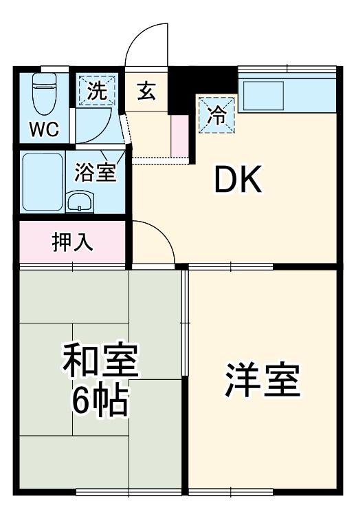 サンウッドⅡ(2DK/1階)の間取り写真