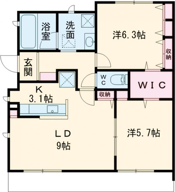 フィナンセ A(2LDK/1階)の間取り写真