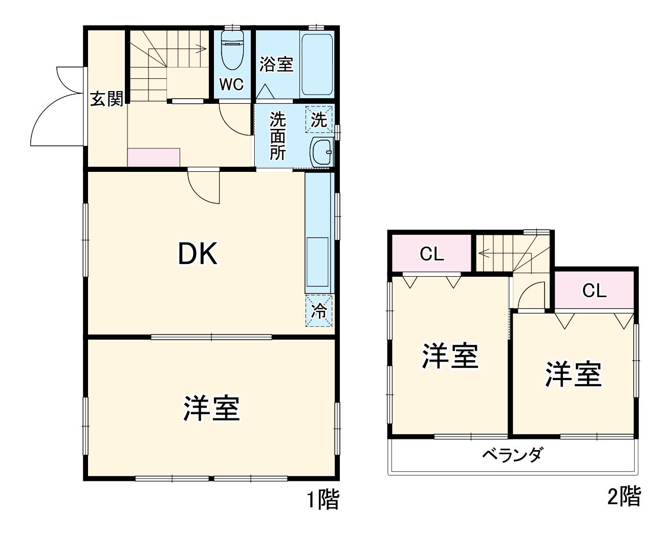 京成電鉄松戸線 薬園台駅 徒歩27分 2階建 築53年(3LDK)の間取り写真