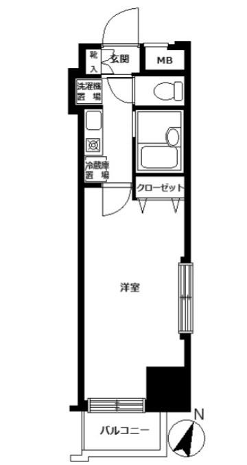 フェニックス笹塚駅前(1K/3階)の間取り写真