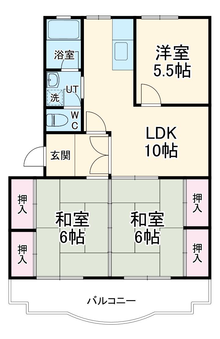 高道マンション(3DK/1階)の間取り写真