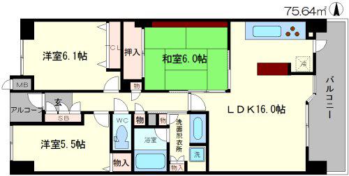 ディアステージ江坂G-TOWER(3LDK/5階)の間取り写真