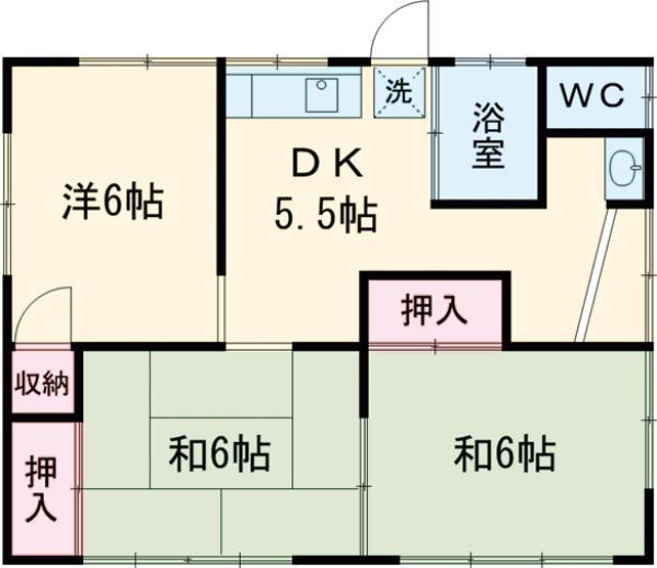 両毛線 伊勢崎駅 徒歩11分 1階建 築46年(3DK)の間取り写真