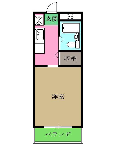 ハイツ東山B(ワンルーム/5階)の間取り写真