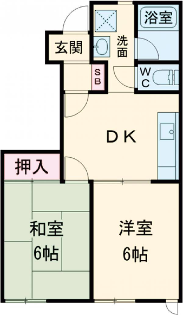 エクスカリバーフラッツⅡ(2DK/1階)の間取り写真