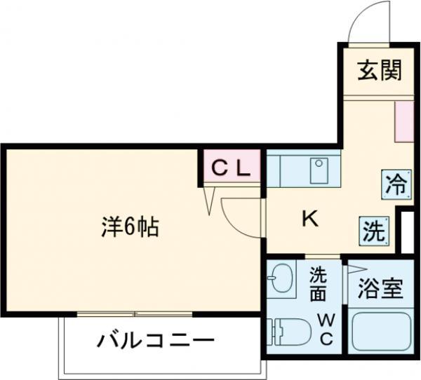 ウエストガーデン南花畑(1K/2階)の間取り写真