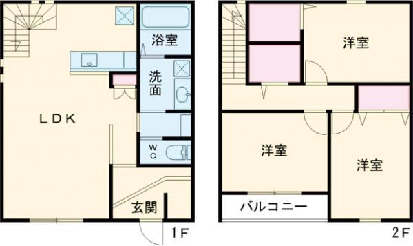 東北本線 宇都宮駅 徒歩21分 2階建 築2年(3LDK)の間取り写真