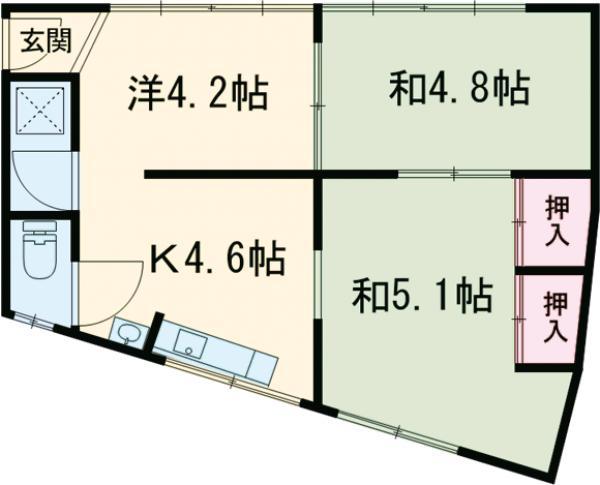 山内ビル(3K/4階)の間取り写真