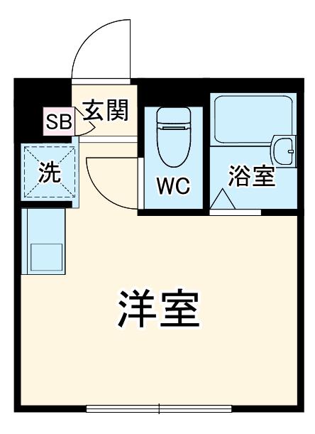 リブリ・WINGⅡ渡田山王(ワンルーム/1階)の間取り写真