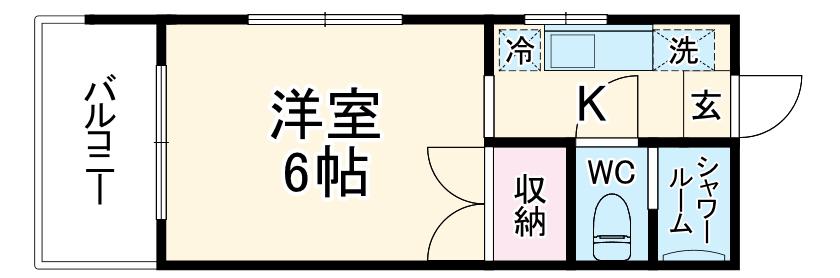 エスポワールさがみ野(1K/4階)の間取り写真