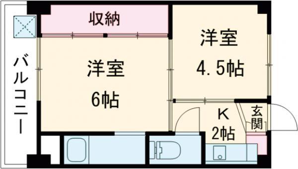 アシスト足利マンションⅡ(2K/2階)の間取り写真