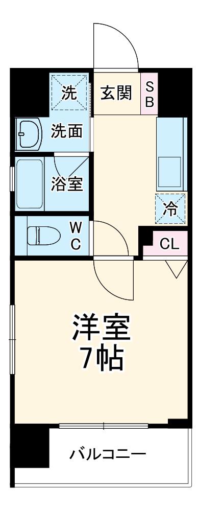 ベラジオレガシー京都西七条(1K/2階)の間取り写真