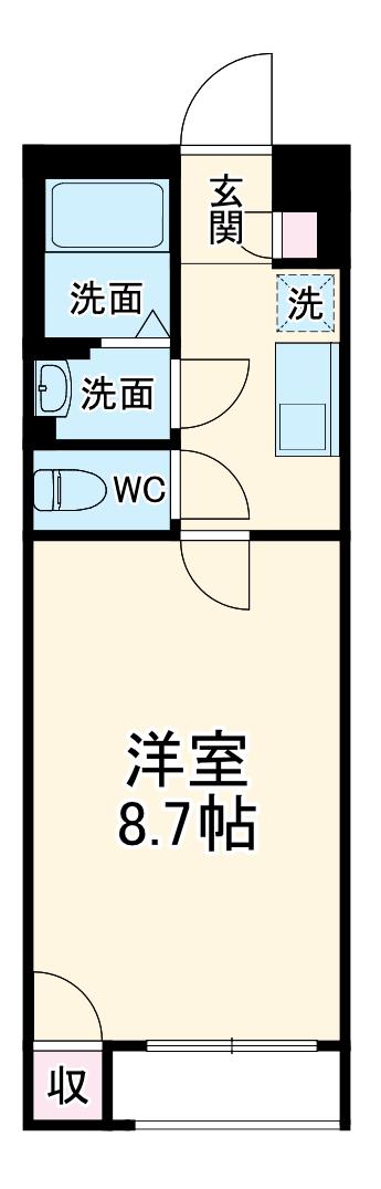 クレイノたからD(1K/2階)の間取り写真