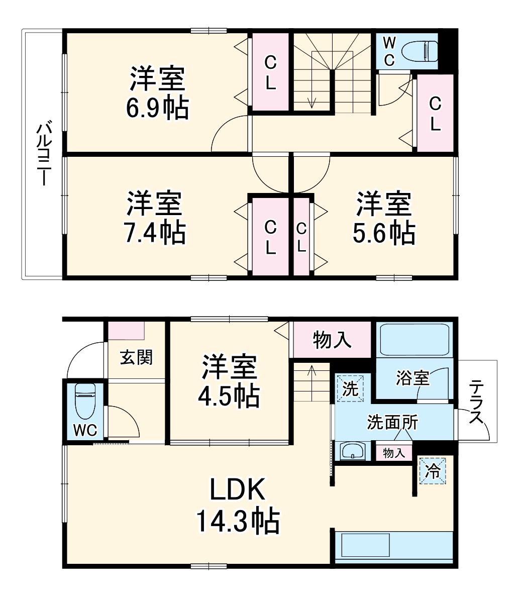 東海道本線 茅ケ崎駅 徒歩12分 2階建 新築(4LDK)の間取り写真