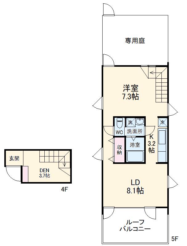 THE TERRACE(1SLDK/5階)の間取り写真