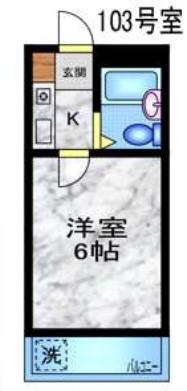 ヴィラ田無(1K/1階)の間取り写真