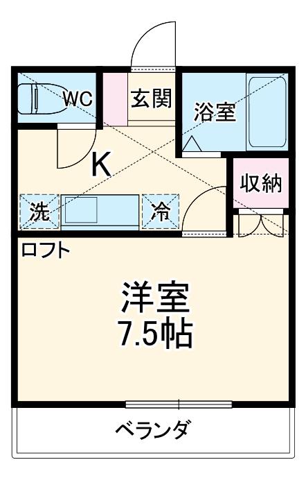 グリーンタウン(1K/2階)の間取り写真