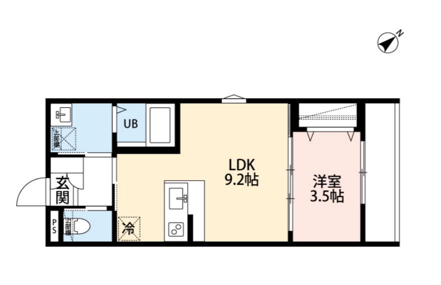 SERENITE VERTE(1LDK/2階)の間取り写真