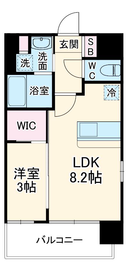 LUXE新大阪Ⅵ(1LDK/7階)の間取り写真