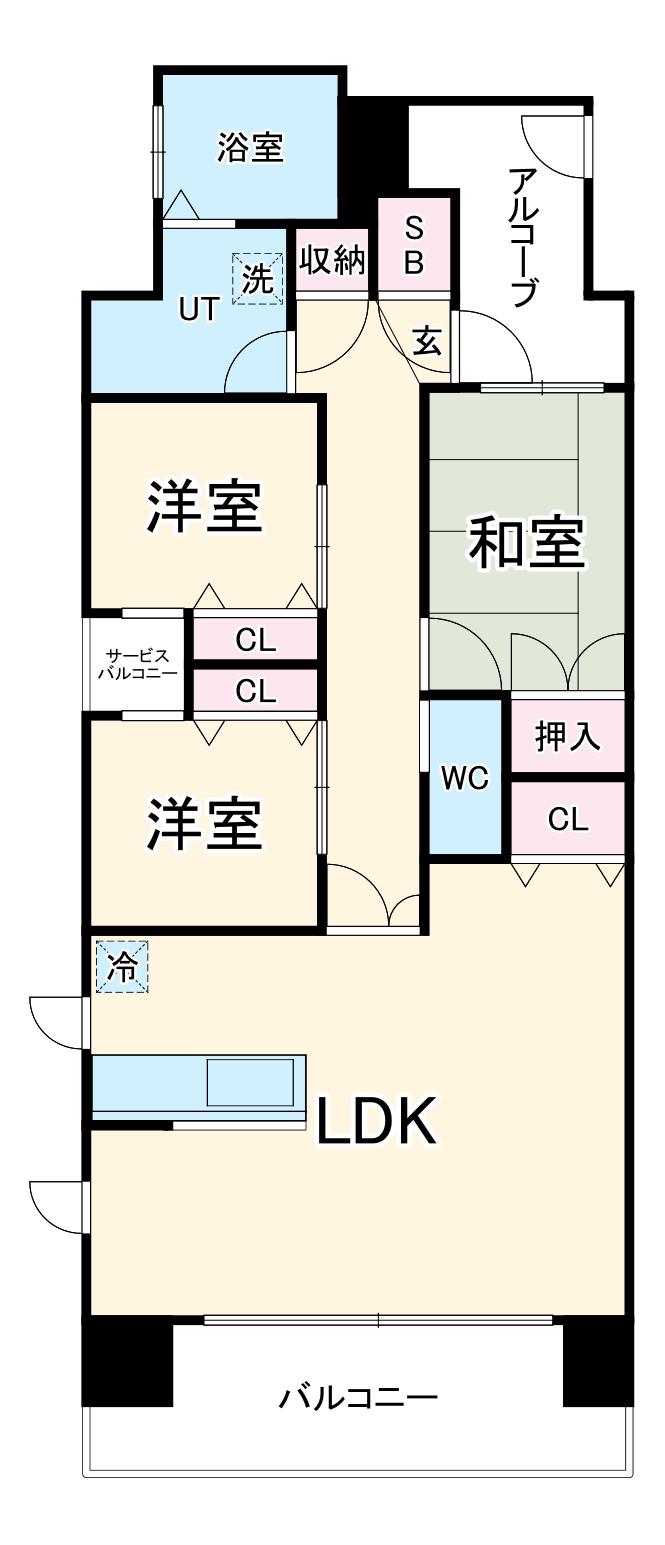 ミッドシティガーデン東岡崎(3LDK/2階)の間取り写真