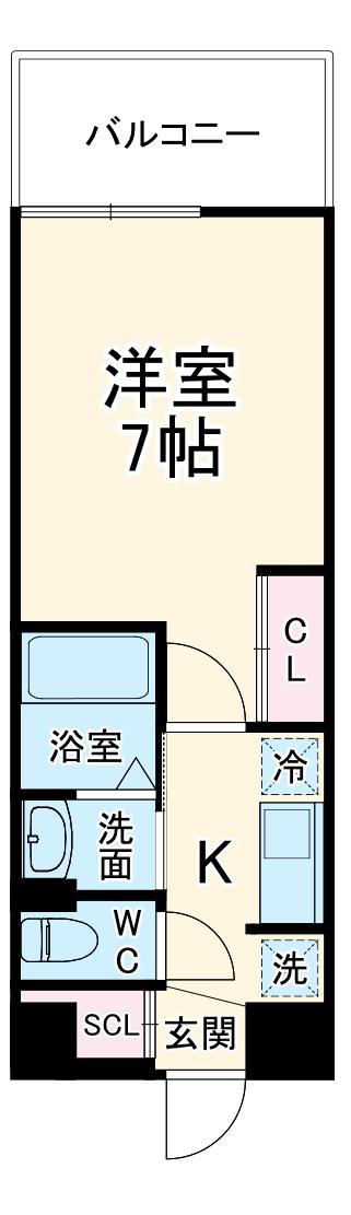 LUXE新大阪Ⅵ(1K/8階)の間取り写真