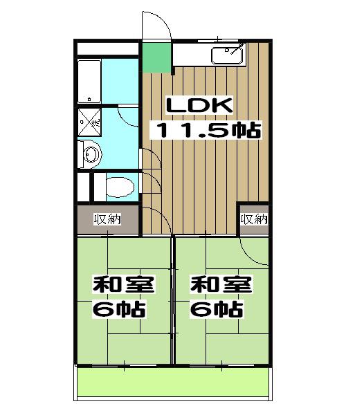メゾンみやのまえ(2LDK/3階)の間取り写真