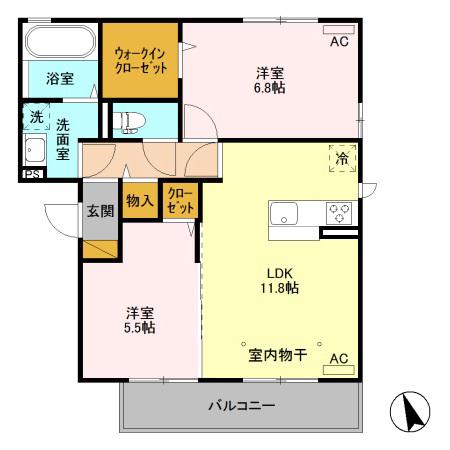 コスタデルソーレ(2LDK/2階)の間取り写真