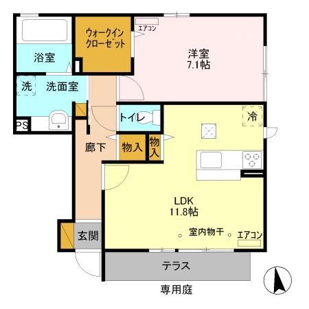 ボニート(1LDK/1階)の間取り写真
