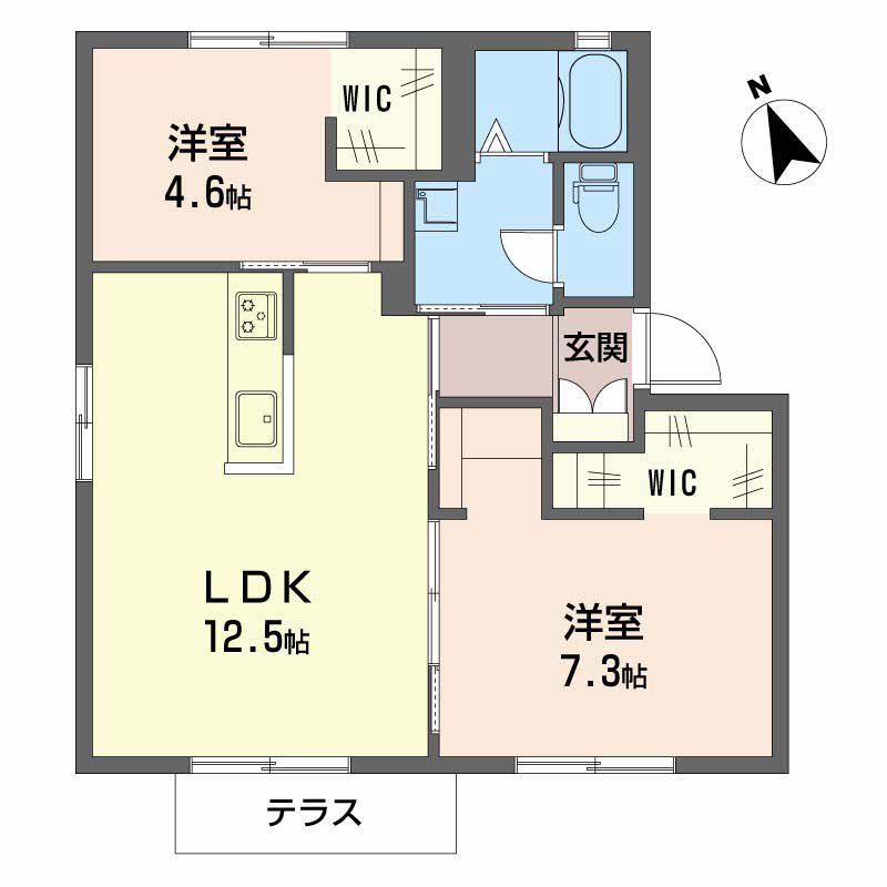 パインツリー1 A(2LDK/1階)の間取り写真