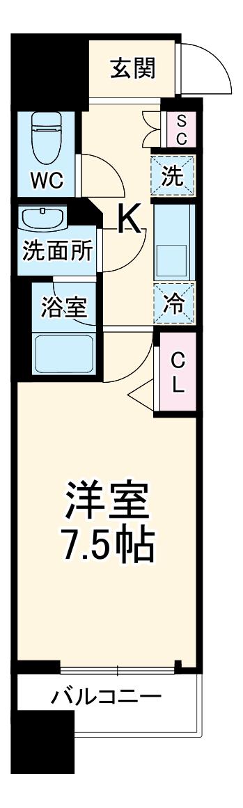 HYS CONFRONT横(1K/4階)の間取り写真