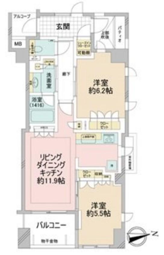 ATLAS西荻窪レジデンス(2LDK/2階)の間取り写真