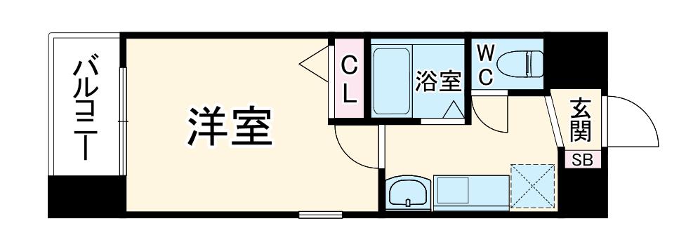 エイペックス京都新京極1(1K/7階)の間取り写真
