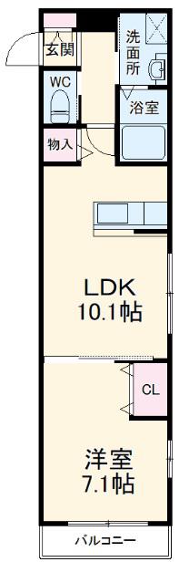 プライム イン エクシヴ(1LDK/1階)の間取り写真